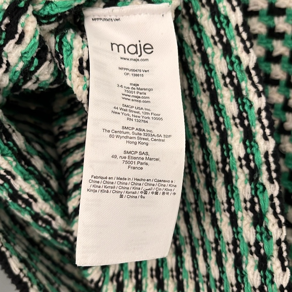 Maje Black and Green Checkered Short Sleeve Top - Picture 8 of 12